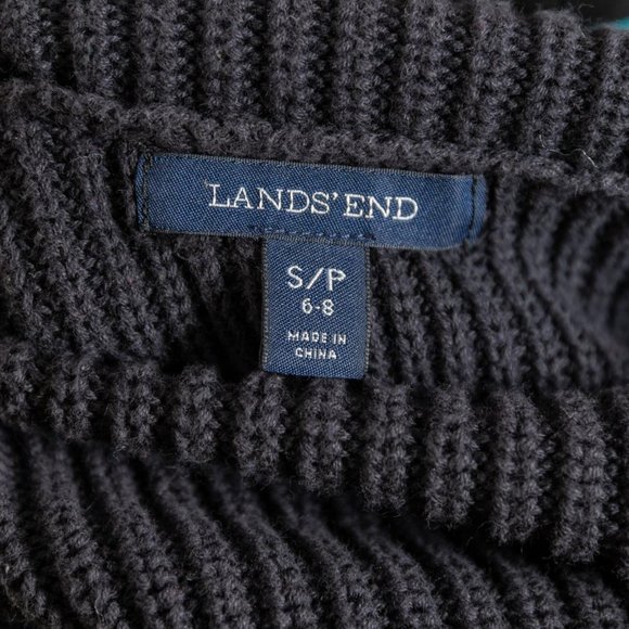 Lands End Turtleneck Sweater Cotton Black Size Small Ribbed - Picture 3 of 3